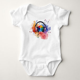 Musikbilder, vattenfärgade, isolerade hörlurar t shirt