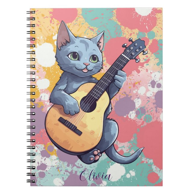 Musikblå romersk katalog med Guitar Anteckningsbok (Framsidan)