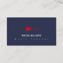 Musikblått affärskort med rött gitarr visitkort