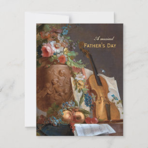 Musikblommor till pappas dag och violin Bachelier Julkort