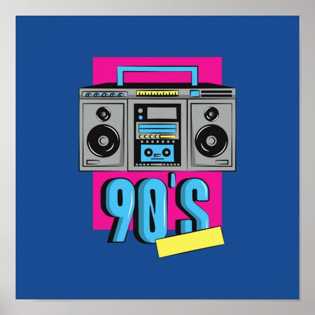 Musikboombox nostalgia på 90-talet poster (Framsidan)
