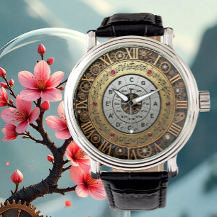 Musikcirkel med Fifths, Vintage, Steampunk, Art Armbandsur