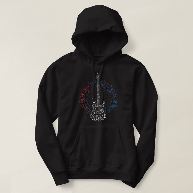 Musikcirkelnyckel Noter Gitarrist Presentidé Hoodie (Design framsida)