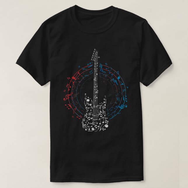 Musikcirkelnyckel Noter Gitarrist Presentidé T Shirt (Design framsida)