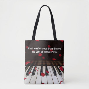 Musikcitat på Piano Nycklar Tote Bag Tygkasse