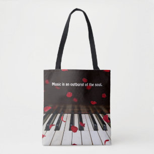 Musikcitat på Piano Nycklar Tote Bag Tygkasse