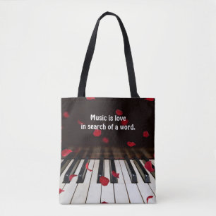 Musikcitat på Piano Nycklar Tote Bag Tygkasse