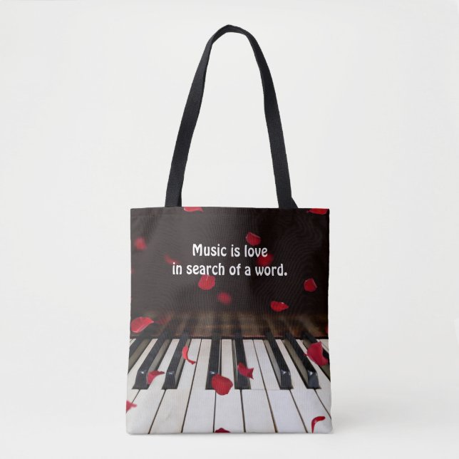Musikcitat på Piano Nycklar Tote Bag Tygkasse (Framsida)