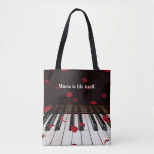 Musikcitat på Piano Nycklar Tygkasse