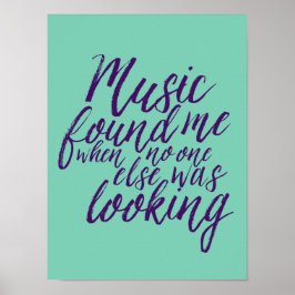Musikcitattecken Hand Lettering Calligraphy Blue P Poster