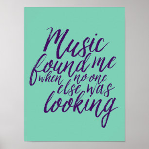 Musikcitattecken Hand Lettering Calligraphy Blue P Poster