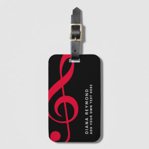 musiker färdas rött treble clee black bagagebricka