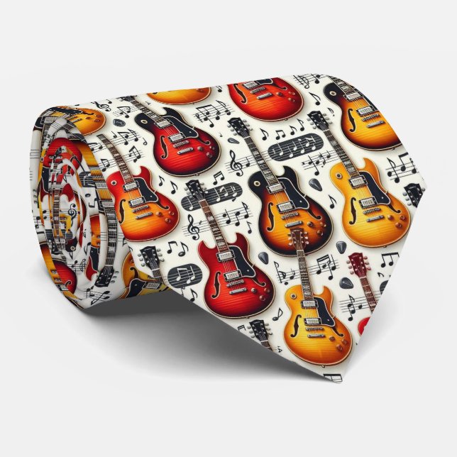Musiker Faux Silkes Slips | Gitarr Retro Noter (Rullad)