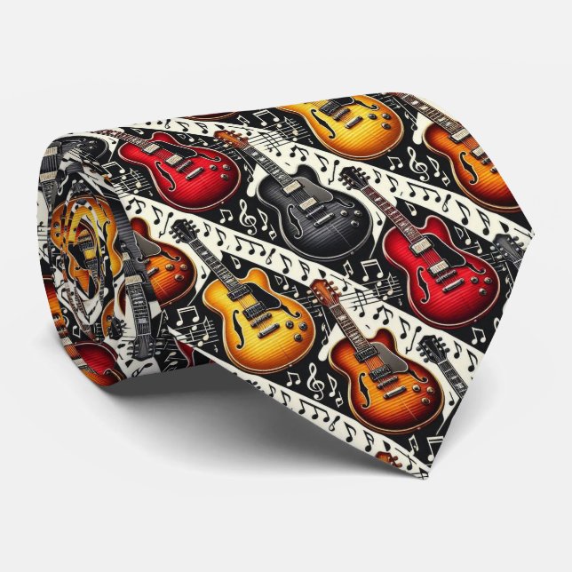 Musiker Faux Silkes Slips | Gitarr Retro Noter (Rullad)