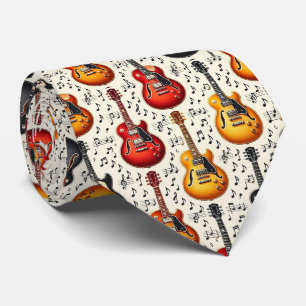 Musiker Faux Silkes Slips Gitarr Retro Noter