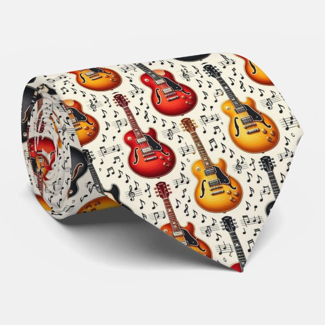 Musiker Faux Silkes Slips | Gitarr Retro Noter (Rullad)