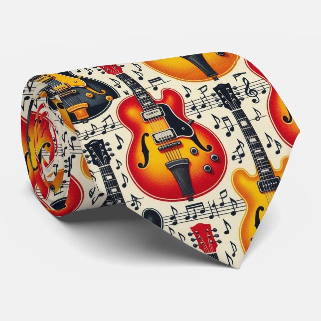 Musiker Faux Silkes Slips | Gitarr Retro Noter (Rullad)