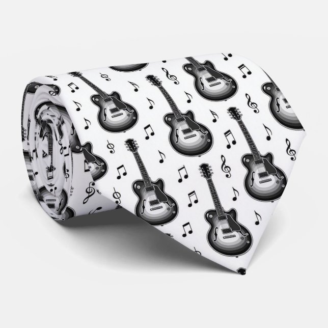 Musiker Faux Silkes Slips | Gitarr Retro Noter (Rullad)