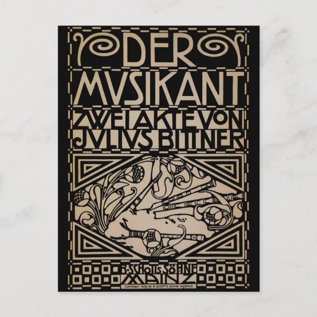 Musiker från Koloman Moser 1909 Vykort (Framsida)