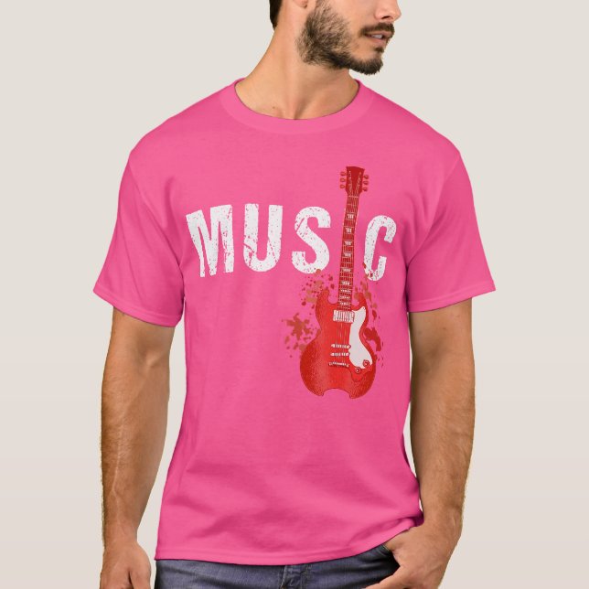 Musiker Gitarrspelare Elektro Akustisk Gitarrist T Shirt (Framsida)