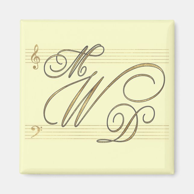 Musiker i kärlek bröllop monogram logotyp magnet (Framsidan)