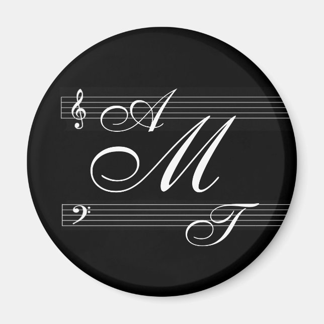Musiker i kärlek monogram logotyp magnet (Framsidan)