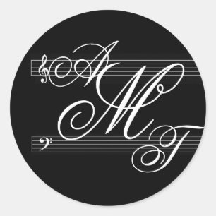 Musiker i kärlek monogram logotyp runt klistermärke