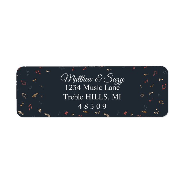 Musiker med färgstark musik returadress etikett (Framsidan)