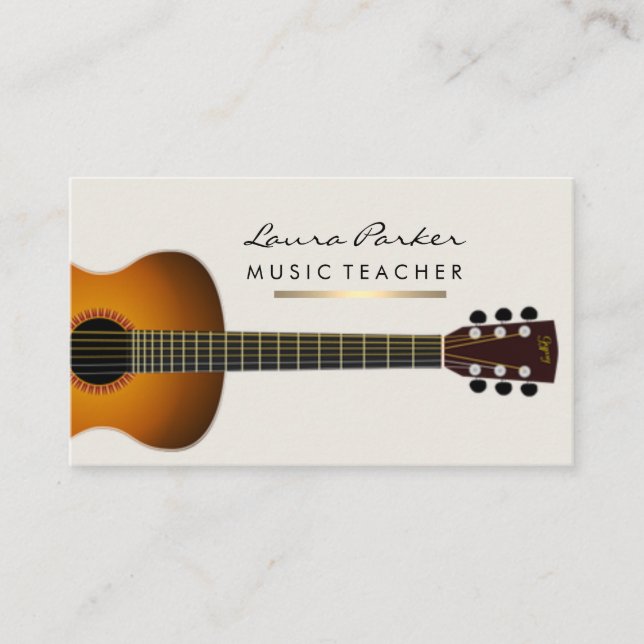 Musiker Music Lärare Guitar-instrumentet Guld Visitkort (Framsida)
