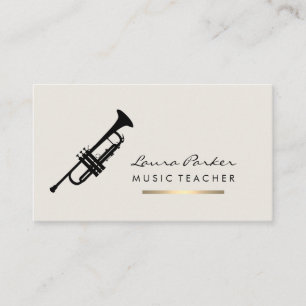 Musiker Music Teacher Trumpet Instrument Guld Visitkort