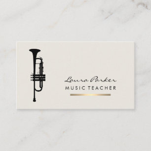 Musiker Music Teacher Trumpet Instrument Guld Visitkort