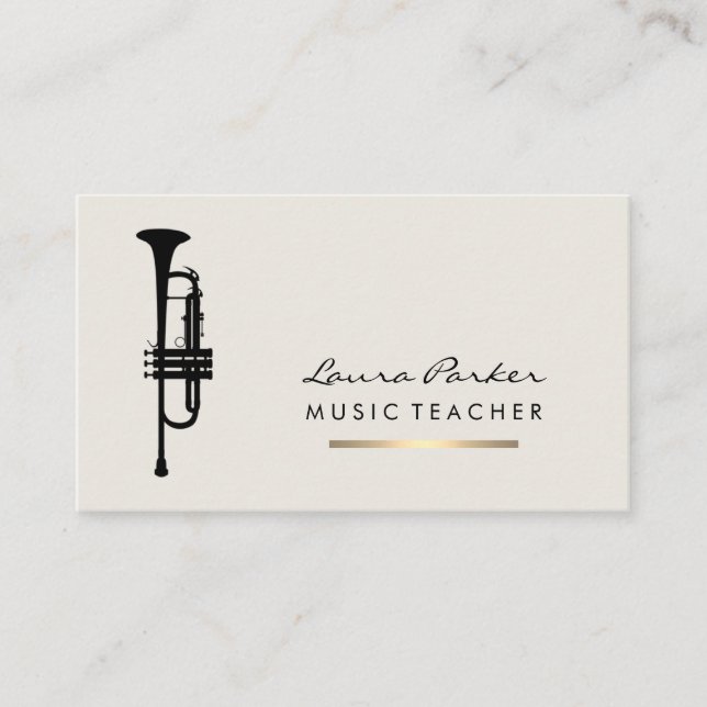 Musiker Music Teacher Trumpet Instrument Guld Visitkort (Framsida)