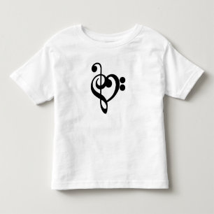 Musiker Musik Hjärtat - Diskant Basnyckel T Shirt