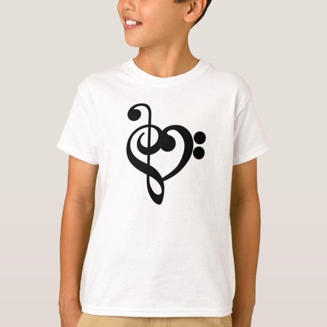Musiker Musik Hjärtat - Diskant Baston T Shirt (Framsida)