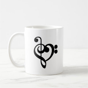 Musiker Musik Hjärtat - Diskantbasnyckel Kaffemugg