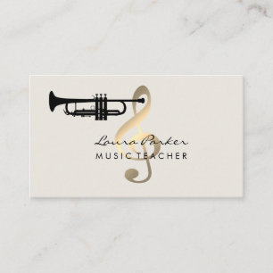 Musiker Musiklärare Trumpet instrument Guld Visitkort