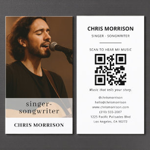 Musiker QR-kod Foto Sångare Låtskrivare Visitkort