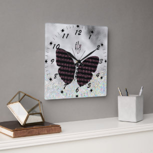 Musiker, sångare, Piano Player Butterfly Fyrkantig Klocka