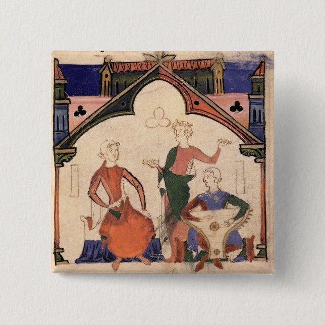 Musiker som leker castanets och en psaltery knapp (Framsida)