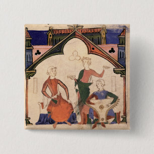 Musiker som leker castanets och en psaltery knapp