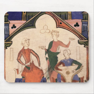 Musiker som leker castanets och en psaltery musmatta