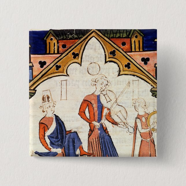 Musiker som leker en Viola och en tamburin Knapp (Framsida)