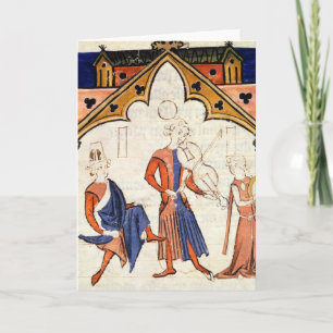 Musiker som leker en Viola och en tamburin Kort