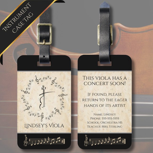Musiker Viola Instrumentfodral Bagageetikett Bagagebricka (Make it easy for your aspiring musician to spot their viola case in a crowd of other instruments)
