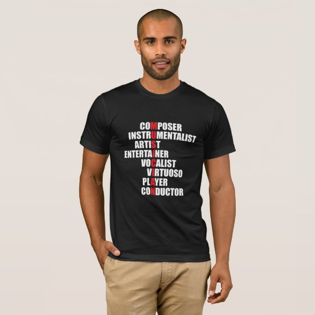 MusikerAcrosticmanar T-tröja (mörk) Tee Shirt (Hel framsida)