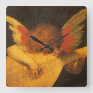 Musikerängel som spelar luta av Rosso Fiorentino Fyrkantig Klocka