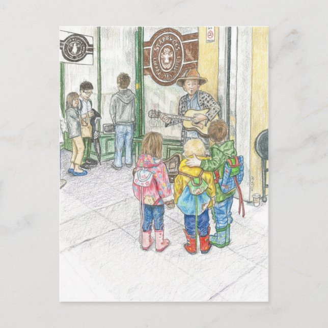 Musikern på Pikes marknad Vykort (Framsida)