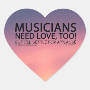 Musikers behöver Kärlek Heart-fästare Hjärtformat Klistermärke
