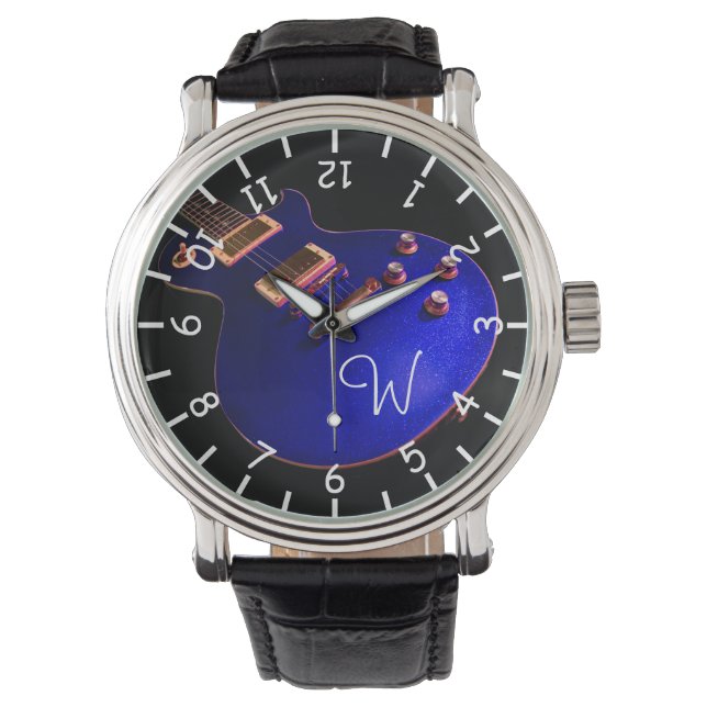 Musikers Coola Blue Gnistra Electric Sten Guitar Armbandsur (Framsida)