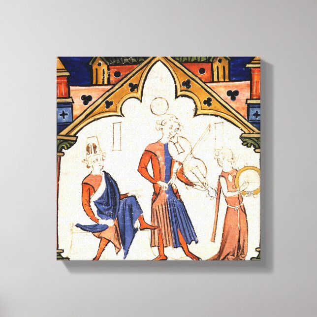 Musikers spelar Viola och Tambourine Canvastryck (Framsida)